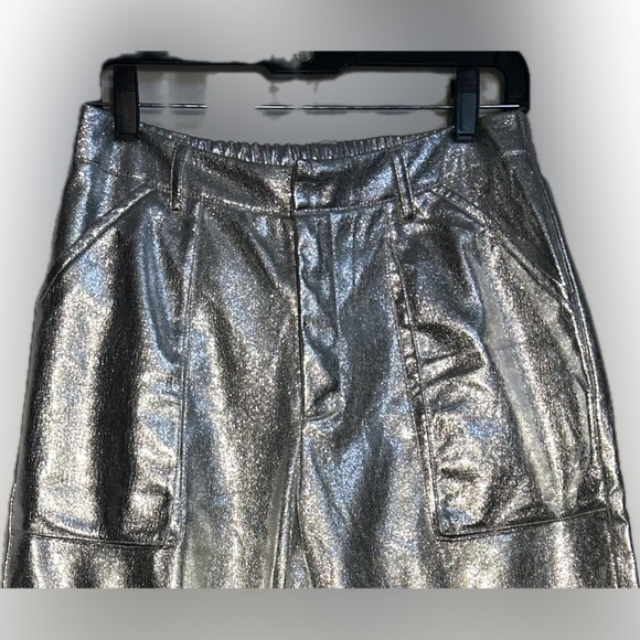 Hot & Delicious Silver Cargo Pants Metallic Shine - Picture 5 of 16